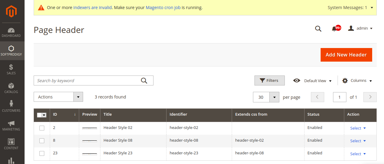 Header Setting